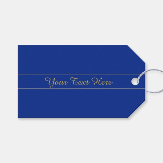 Elegant gouden script op de blauwe achtergrond van cadeaulabel (Voorkant (Horizontaal))