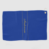 Elegant gouden script op de blauwe achtergrond van golfhanddoek (Horizontaal)