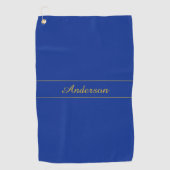 Elegant gouden script op de blauwe achtergrond van golfhanddoek (Voorkant)