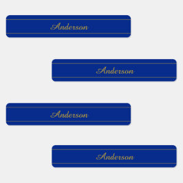 Elegant gouden script op de blauwe achtergrond van labels