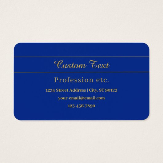 Elegant gouden script op de blauwe achtergrond van visitekaartje (Achterkant)