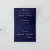 Elegant gouden script op Navy Blue Classic Chic Bedankkaart (Binnen)