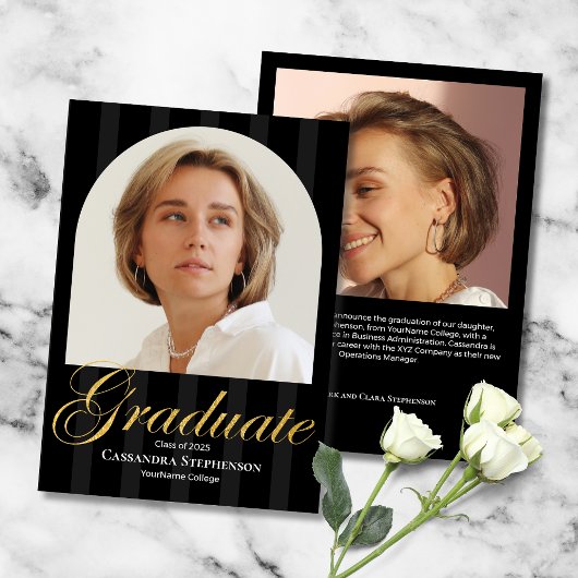 Elegant gouden script twee foto aangepaste Afstude Aankondiging