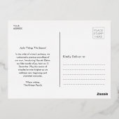 Elegant Gouden Script Vakantie Geboorte Aankondigi Folie Feestdagen Briefkaart (Achterkant)