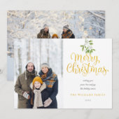 Elegant gouden script vrolijke kerst maretak feestdagenkaart (Voorkant / Achterkant)