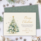 Elegant gouden script Waterverf kerstboom Feestdagenkaart