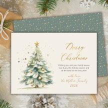 Elegant gouden script Waterverf kerstboom
