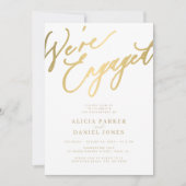 Elegant gouden script We're Engaged verlovingsfees Kaart (Voorkant)