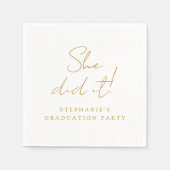 Elegant gouden script ze deed het modern Afstudere Servet (Voorkant)