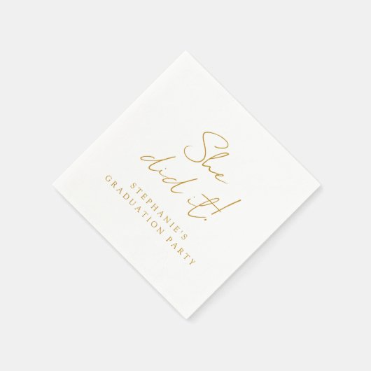 Elegant gouden script ze deed het modern Afstudere Servet (Hoek)
