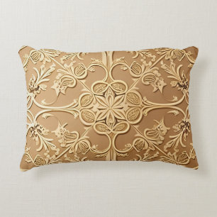 Elegant Gouden Sier Bloempatroon Accent Kussen