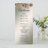 Elegant Gouden Sieraden Bloemen Huwelijksprogramma Programmakaart (Staand voorkant)