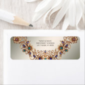 Elegant Gouden Sierbloemen Retouradres Label (Insitu)