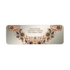 Elegant Gouden Sierbloemen Retouradres Label