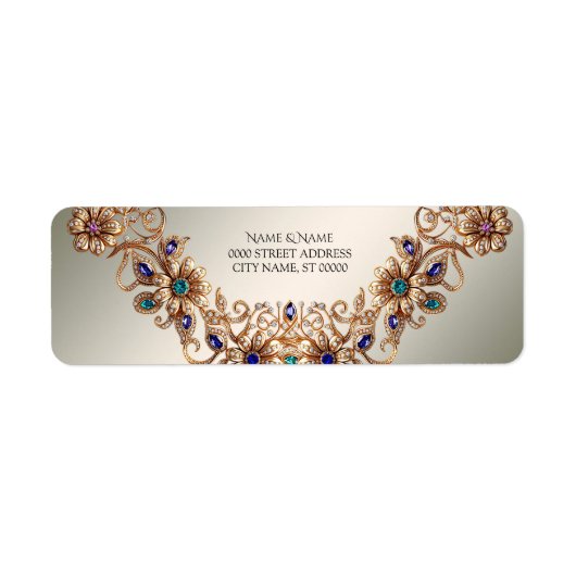 Elegant Gouden Sierbloemen Retouradres Label (Voorkant)