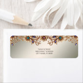 Elegant Gouden Sierbloemen Retouradreslabel Etiket (Insitu)