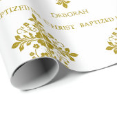 Elegant Gouden Sierkruis Doop Cadeaupapier (Rol Hoek)
