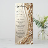 Elegant gouden sierlijk bloem bruiloftsprogramma programmakaart (Staand voorkant)