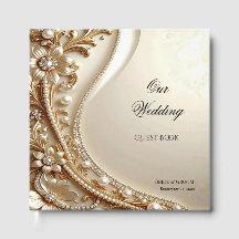 Elegant gouden sierlijk bloemmotief gastboek