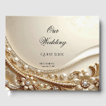 Elegant gouden sierlijk bloemmotief gastboek