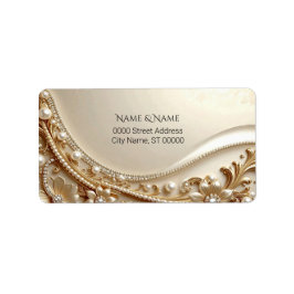 Elegant gouden sierlijke bloem adressetiket etiket