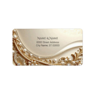 Elegant gouden sierlijke bloem adressetiket etiket