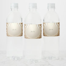 Elegant gouden sierlijke bloem waterfles label