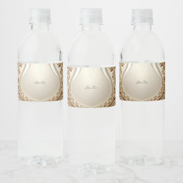 Elegant gouden sierlijke bloem waterfles label etiket