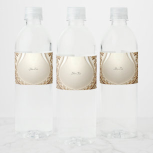 Elegant gouden sierlijke bloem waterfles label etiket