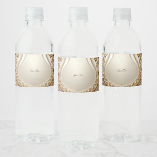 Elegant gouden sierlijke bloem waterfles label etiket