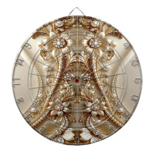 Elegant gouden sierlijke bloemendartbord dartbord