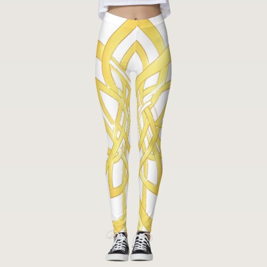 Elegant Gouden Sierpatroon Ontwerp Leggings (Voorkant)