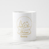 Elegant Gouden Sneeuw Wereldbol Kerst Mok (Voorkant)