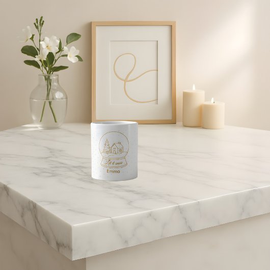 Elegant Gouden Sneeuw Wereldbol Kerst Mok