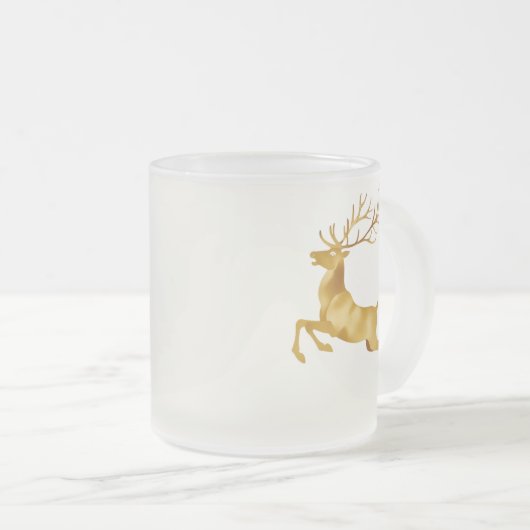 Elegant Gouden sneeuwvlok rendier Moose vrolijk Xm Matglas Koffiemok (Voorkant rechts)
