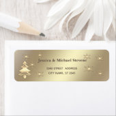 Elegant gouden sneeuwvlokken kerstboomvakantie etiket (Insitu)