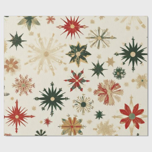 Elegant  gouden sneeuwvlokken patroon cadeaupapier (Vlak)