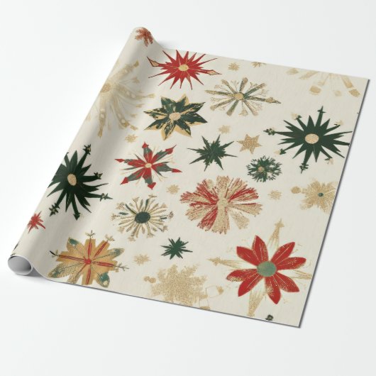 Elegant  gouden sneeuwvlokken patroon cadeaupapier (Uitgerold)