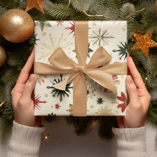 Elegant  gouden sneeuwvlokken patroon cadeaupapier