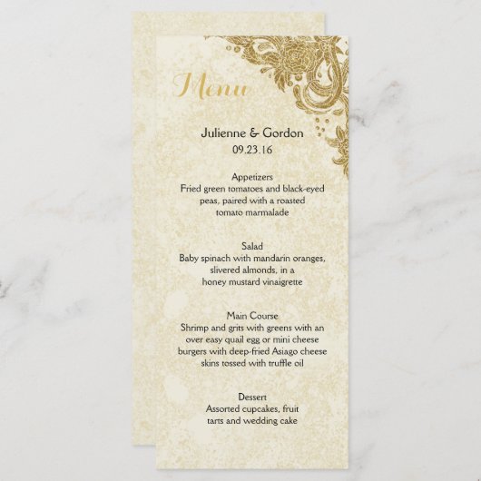 Elegant Gouden Sparkle Rozen Ivoor Menu Kaarten (Voorkant / Achterkant)