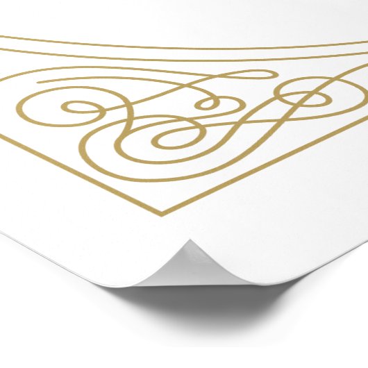 Elegant gouden spiraal rouwbegroeting bord - 24 x  poster (Hoek)