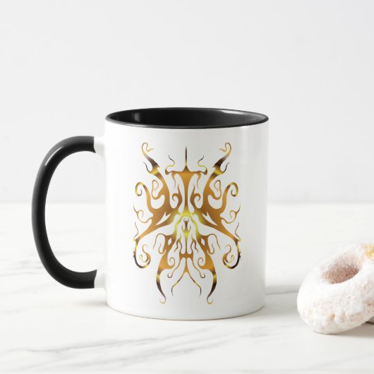 Elegant Gouden Stam Masker Abstract Ontwerp Mok (Met donut)