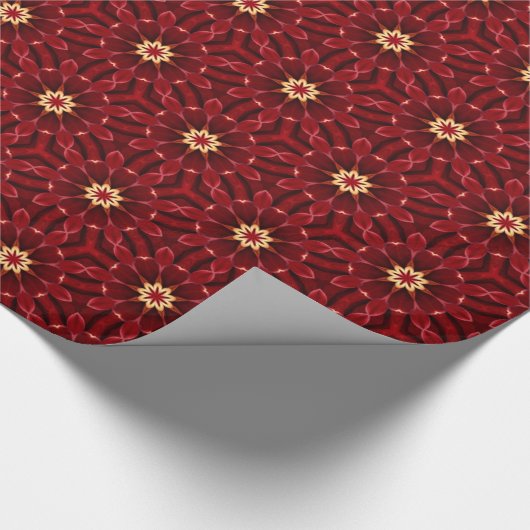 Elegant Gouden Starburst Diep Rood Inpakpapier (Hoek)