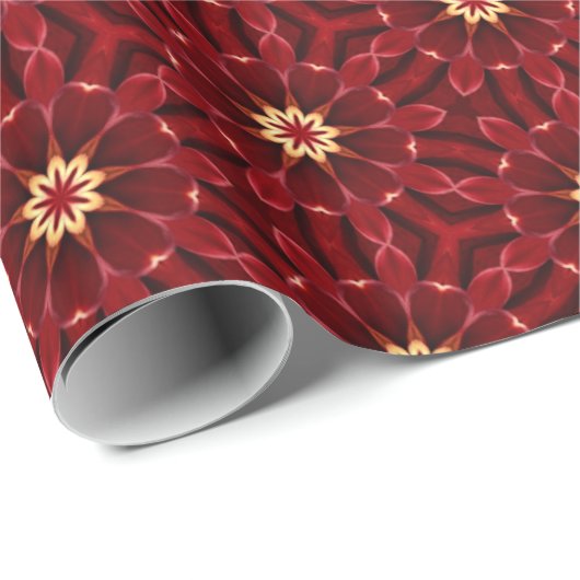 Elegant Gouden Starburst Diep Rood Inpakpapier (Rol Hoek)