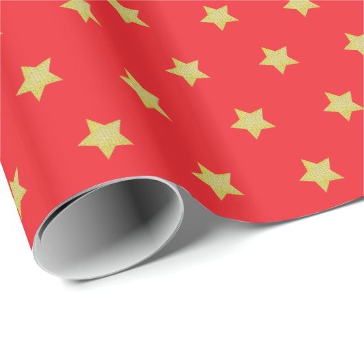 Elegant gouden ster patroon Kerstmis Cadeaupapier (Rol Hoek)