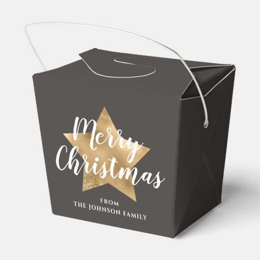 Elegant gouden ster script kerst bedankdoosjes (Achterkant)