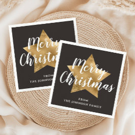 Elegant gouden ster script kerst servet