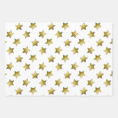 Elegant gouden sterren wit patroon inpakpapier vel (Voorkant)
