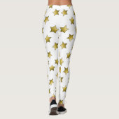 Elegant gouden sterren wit patroon leggings (Achterkant)