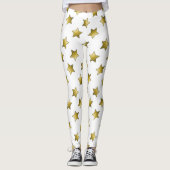 Elegant gouden sterren wit patroon leggings (Voorkant)